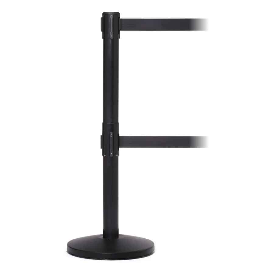 Guideline Twin Free-Standing Retractable Belt Barrier – Black