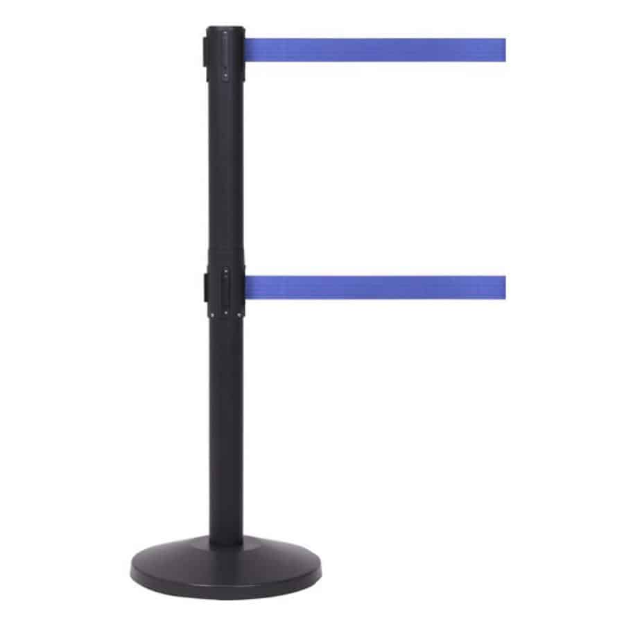 Guideline Twin Free-Standing Retractable Belt Barrier – Black
